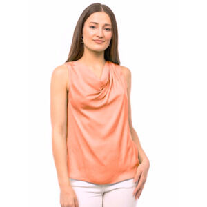 Peach Fuzz Eloquii PLUS 14W Drape Cowl Neck Tank TOP Faux Silk Blouse Shell 1X